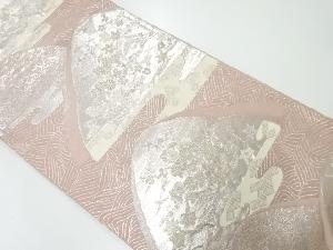 アンティーク　遠山に花鳥・波模様織出し袋帯（材料）
